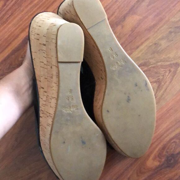 Coach patent leather and cork wedges size 9.5 black - Picture 5 of 15